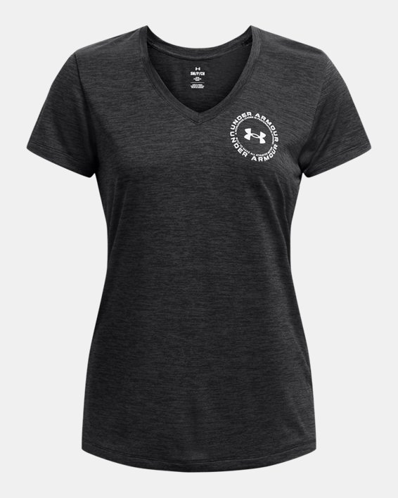 Women's UA Tech™ Twist Crest Short Sleeve, Black, pdpMainDesktop image number 4